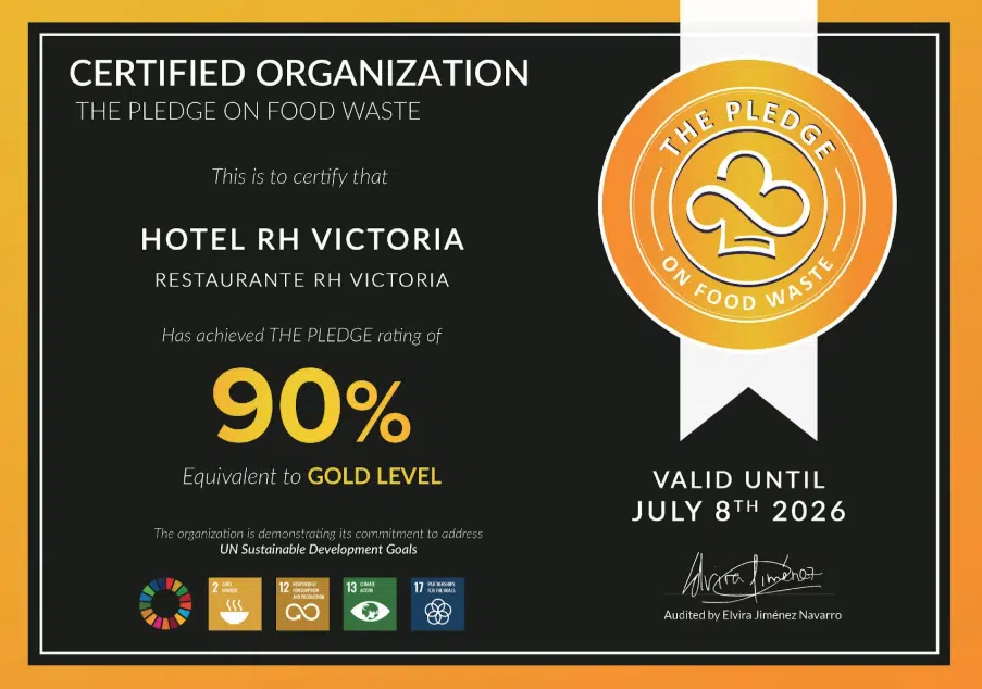 RH HOTELS marca un hito en sostenibilidad hotelera tras conseguir el certificado GOLD de THE PLEDGE on Food Waste