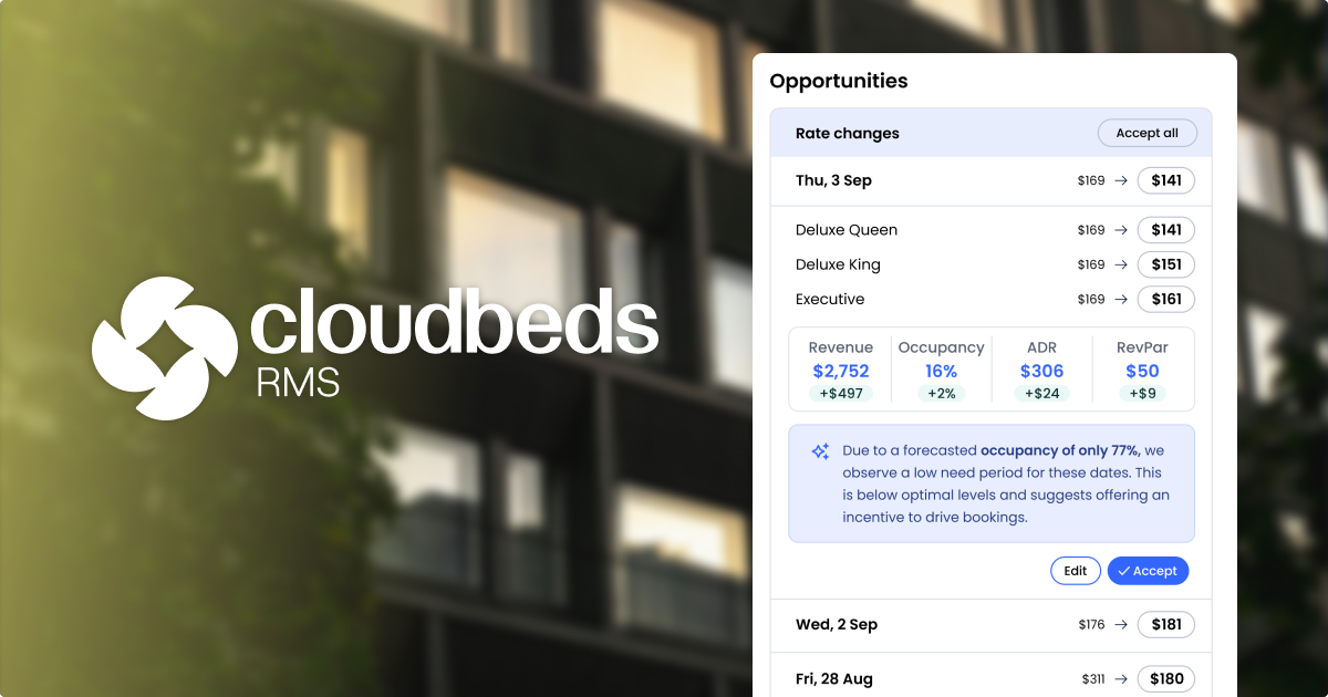 Cloudbeds lanza un RMS con una inteligencia hotelera más profunda basada en datos unificados